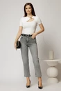 Blugi dama gri cu croi mom fit si curea in talie, 3, dyfashion.ro