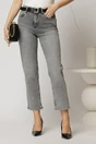 Blugi dama gri cu croi mom fit si curea in talie, 1, dyfashion.ro
