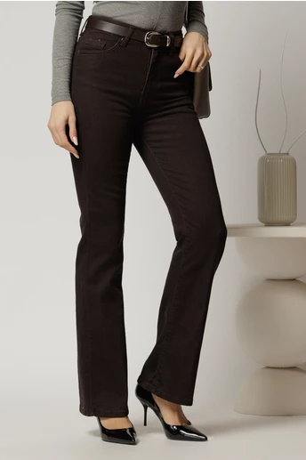 Blugi dama maro cu talie inalta si croi evazat