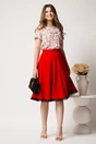 Bluza alba cu imprimeu floral corai din viscoza lejera cu floare la bust, 3, dyfashion.ro