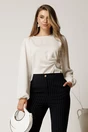 Bluza alba din crep cu fronseu in talie, 1, dyfashion.ro