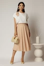 Bluza alba din rayon cu funda bej cu buline, 3, dyfashion.ro