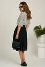 Bluza alba din viscoza lejera cu imprimeu negru si volnas la decolteu, 2, dyfashion.ro