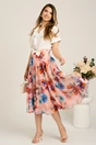 Bluza alba din viscoza lejera cu volanas la decolteu, 2, dyfashion.ro
