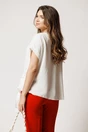 Bluza alba din viscoza oversized cu funda in talie, 2, dyfashion.ro