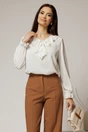Bluza alba eleganta cu volanase si snur la decolteu, 1, dyfashion.ro