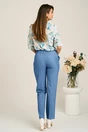 Bluza alba lejera din voal cu imprimeuri turcoaz si funda la decolteu, 2, dyfashion.ro