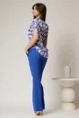 Bluza albastra din satin cu imprimeu floral si manecile scurte, 2, dyfashion.ro