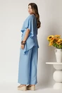 Bluza albastra din viscoza cu croi lejer si aspect petrecut asimetric, 2, dyfashion.ro