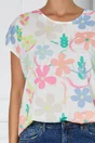 Bluza Alis alba cu imprimeuri florale colorate