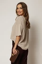 Bluza bej cu esarfa cu buline la decolteu si adaos de vascoza, 2, dyfashion.ro