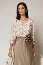 Bluza bej cu imprimeu floral maro si accente stralucitoare discrete, 1, dyfashion.ro