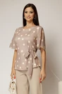 Bluza bej din viscoza cu buline galbene, 1, dyfashion.ro