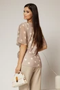 Bluza bej din viscoza cu buline galbene, 2, dyfashion.ro