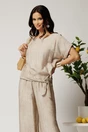 Bluza bej din viscoza cu croi lejer si nod la baza, 1, dyfashion.ro