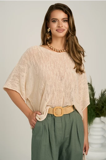 Bluza bej lejera din tricot subtire
