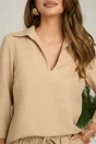 Bluza bej vaporoasa din viscoza cu croi lejer si guler ascutit, 3, dyfashion.ro