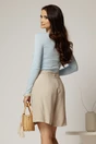 Bluza bleu casual cu decolteu decupat si accesoriu, 2, dyfashion.ro