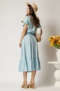 Bluza bleu din rayon cu croi drept si volanase la maneci, 2, dyfashion.ro