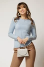 Bluza bleu din tricot cu fir lurex si decolteu rotund, 1, dyfashion.ro