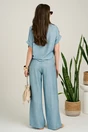 Bluza bleu din viscoza cu croi lejer si nod la baza, 2, dyfashion.ro