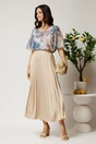 Bluza bleu din viscoza cu imprimeu somon si maneci din voal, 3, dyfashion.ro