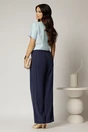 Bluza bleu din viscoza cu nod in talie si croi lejer si maneci scurte, 2, dyfashion.ro