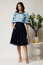 Bluza bleu din viscoza cu volane la maneci, 3, dyfashion.ro