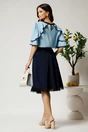 Bluza bleu din viscoza cu volane la maneci, 2, dyfashion.ro