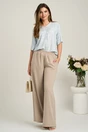 Bluza bleu din viscoza lejera cu imprimeuri florale albe, 2, dyfashion.ro