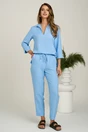Bluza bleu vaporoasa din viscoza cu croi lejer si guler ascutit- LaDonna, 4, dyfashion.ro