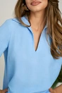 Bluza bleu vaporoasa din viscoza cu croi lejer si guler ascutit- LaDonna, 3, dyfashion.ro