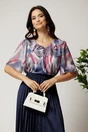 Bluza bleumarin din viscoza cu imprimeu magenta si maneci din voal, 1, dyfashion.ro