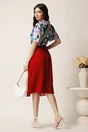 Bluza bleumarin din viscoza lejera cu imprimeu turcoaz, 2, dyfashion.ro