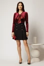 Bluza bordo din catifea cu guler esarfa, 3, dyfashion.ro