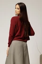 Bluza bordo din tricot cu maneca lunga si croi lejer, 2, dyfashion.ro