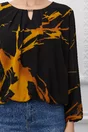 Bluza Carina neagra cu imprimeu galben mustar