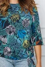 Bluza Carla bleumarin cu imprimeu multicolor