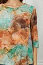 Bluza Carla orange si turcoaz cu imprimeu marble