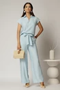 Bluza casual bleu din rayon cu croi lejer si decolteu, 3, dyfashion.ro