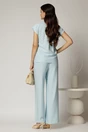 Bluza casual bleu din rayon cu croi lejer si decolteu, 2, dyfashion.ro