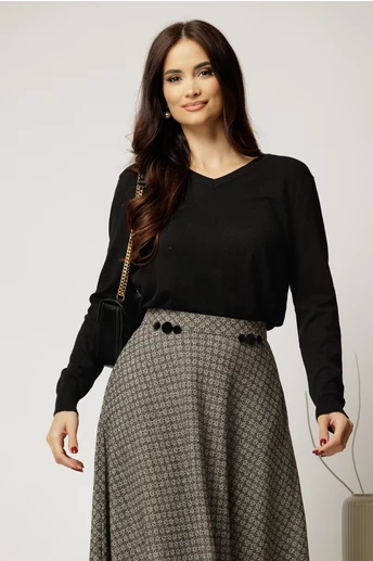 Bluza casual din tricot neagra cu decolteu in V