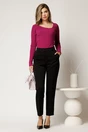 Bluza casual din tricot reiat magenta cu decolteu in colt, 3, dyfashion.ro