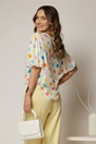 Bluza casual din viscoza alba cu buline colorate si croi lejer, 2, dyfashion.ro