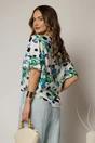 Bluza casual din viscoza alba cu imprimeuri negre si verzi si croi lejer, 2, dyfashion.ro