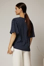 Bluza casual din viscoza bleumarin cu buline si croi lejer, 2, dyfashion.ro