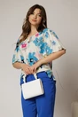 Bluza casual din viscoza ivoar cu imprimeuri bleu si croi lejer, 1, dyfashion.ro