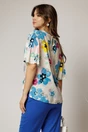 Bluza casual din viscoza ivoar cu imprimeuri bleu si croi lejer, 2, dyfashion.ro