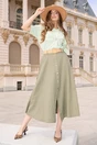 Bluza casual din viscoza verde cu floare maxi si strasuri