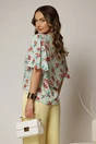 Bluza casual din viscoza verde menta cu imprimeuri roz si croi lejer, 2, dyfashion.ro